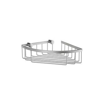 Smedbo DS2021 7 5/8 in. Wall Mounted Single Level Corner Basket in Brushed Chrome from the Sideline Collection